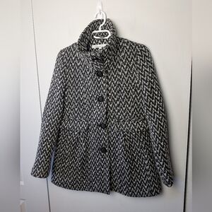 KENNETH COLE New York Women Winter Coat Size 2 43% Wool Black And White